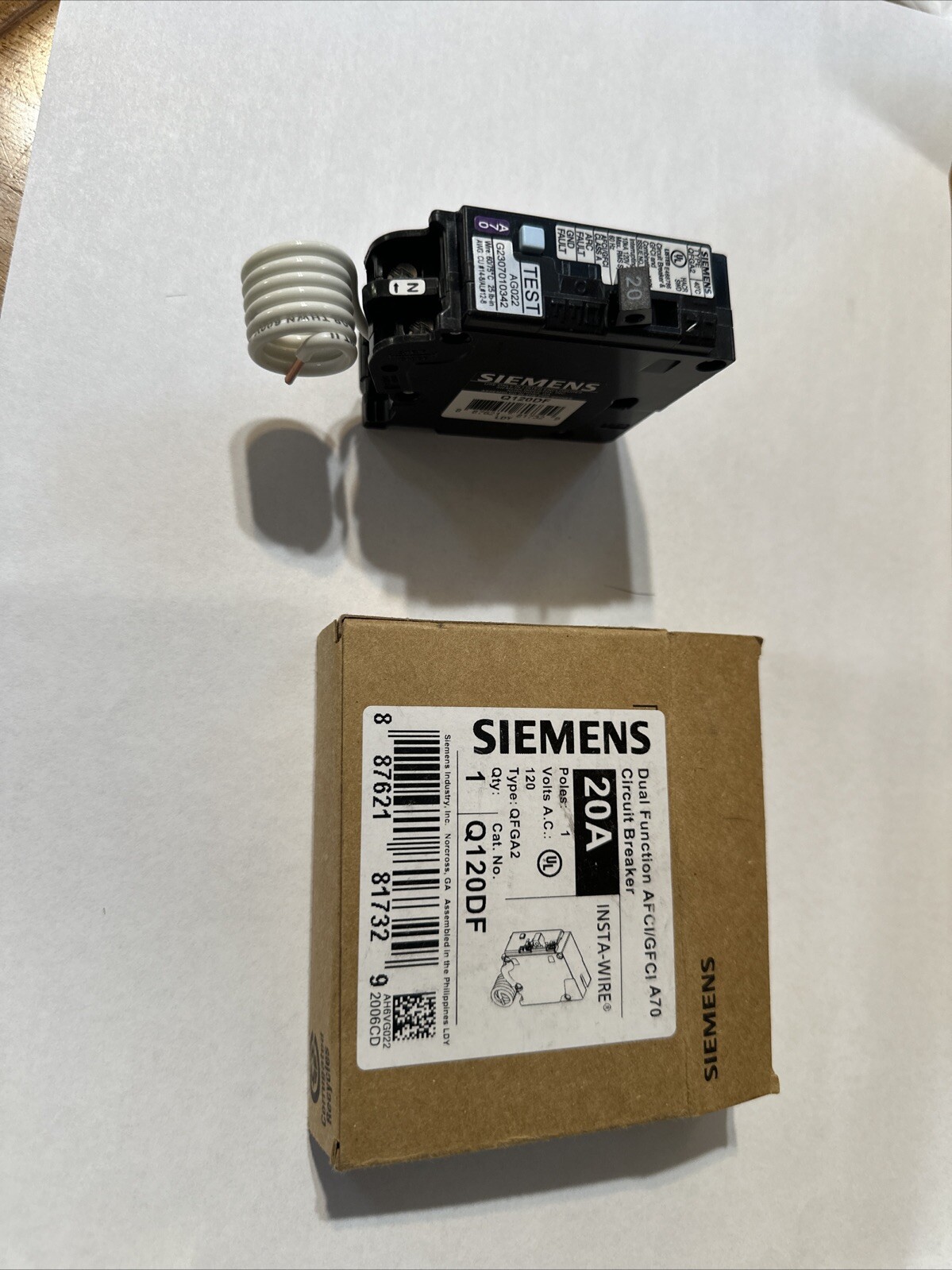Siemens Dual Function Circuit Breaker Afci/Gfci 20 Amp Q120DF