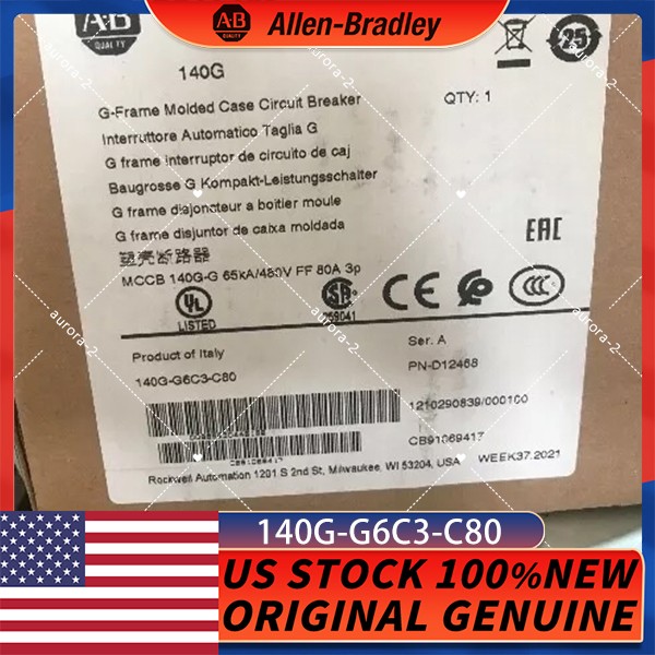 New Sealed Allen-Bradley 140G-G6C3-C80 Circuit Breaker 80A 3-Pole 480V