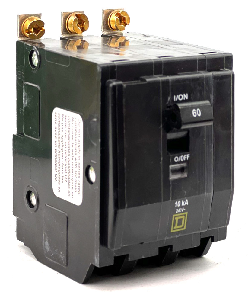 Square D QOB360 3 Pole 60 Amp Circuit Breaker Type QOB 240VAC Bolt On (QTY 1)