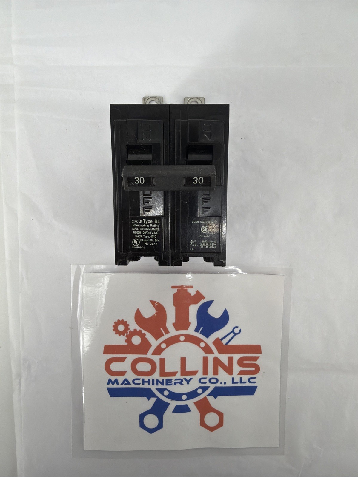 Siemens B230 Circuit Breaker, Type BL, 2 Pole, 30A, 120/240VAC, Bolt On