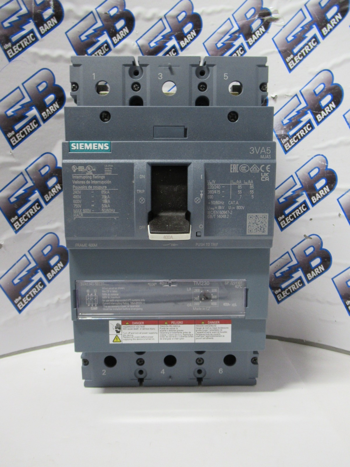 Siemens 3VA5340-5EC31-0AA0 Circuit Breaker 400 Amp 600 Volt 3 Pole 35K -NEW-B