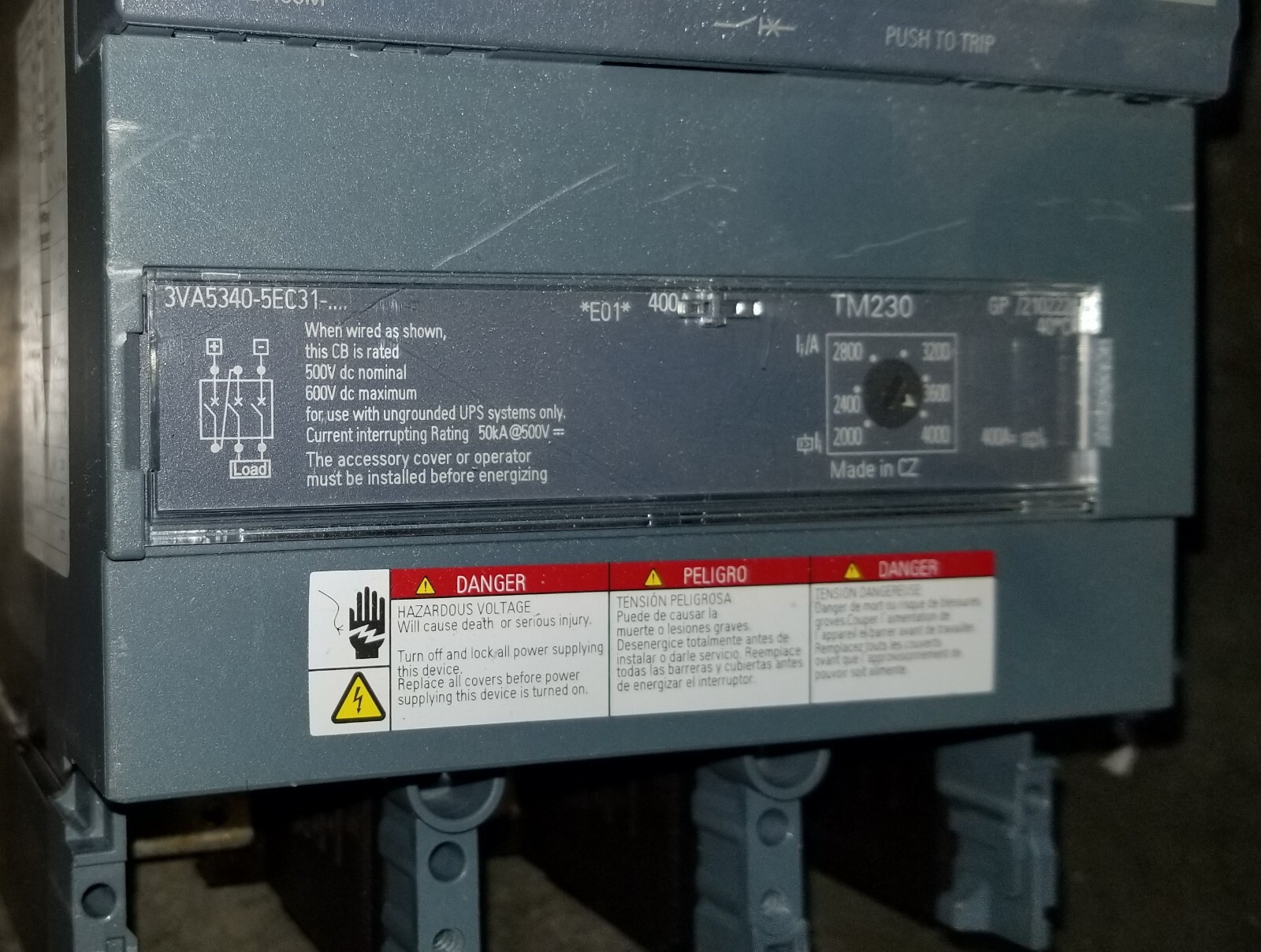 Siemens 3VA5340-5EC31-0AA0 Circuit Breaker 400 Amp 3 Pole 480 Vac 3va5-5ec31