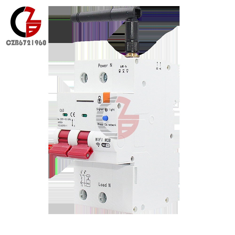 Tuya WIFI/Zigbee AC Smart Circuit Breaker Metering Remote Control On-Off Breaker