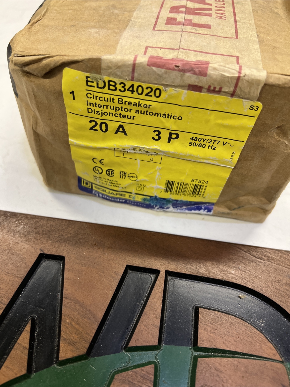Square D EDB34020 20 amp 3 pole 480 v Circuit Breaker NEW in Box