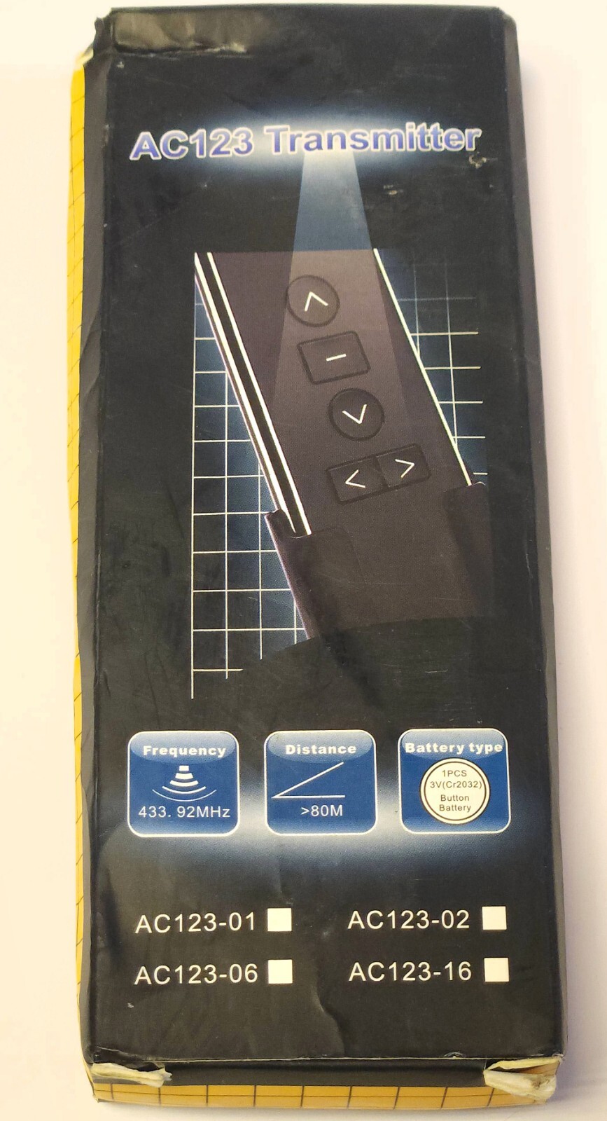 A-OK MODEL AC123 01 AC123-01D Roller Shade Remote Control Transmitter WHITE