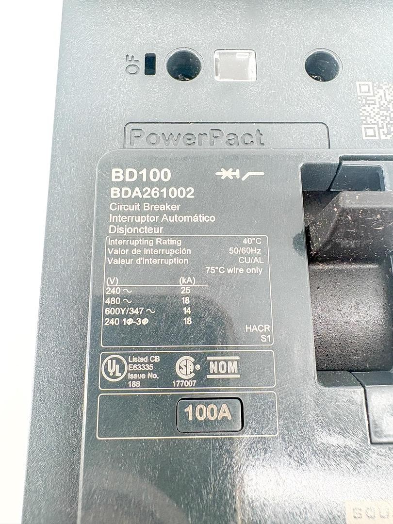 New Square D BDA261002 PowerPact Circuit Breaker 100A 480V 2-Pole