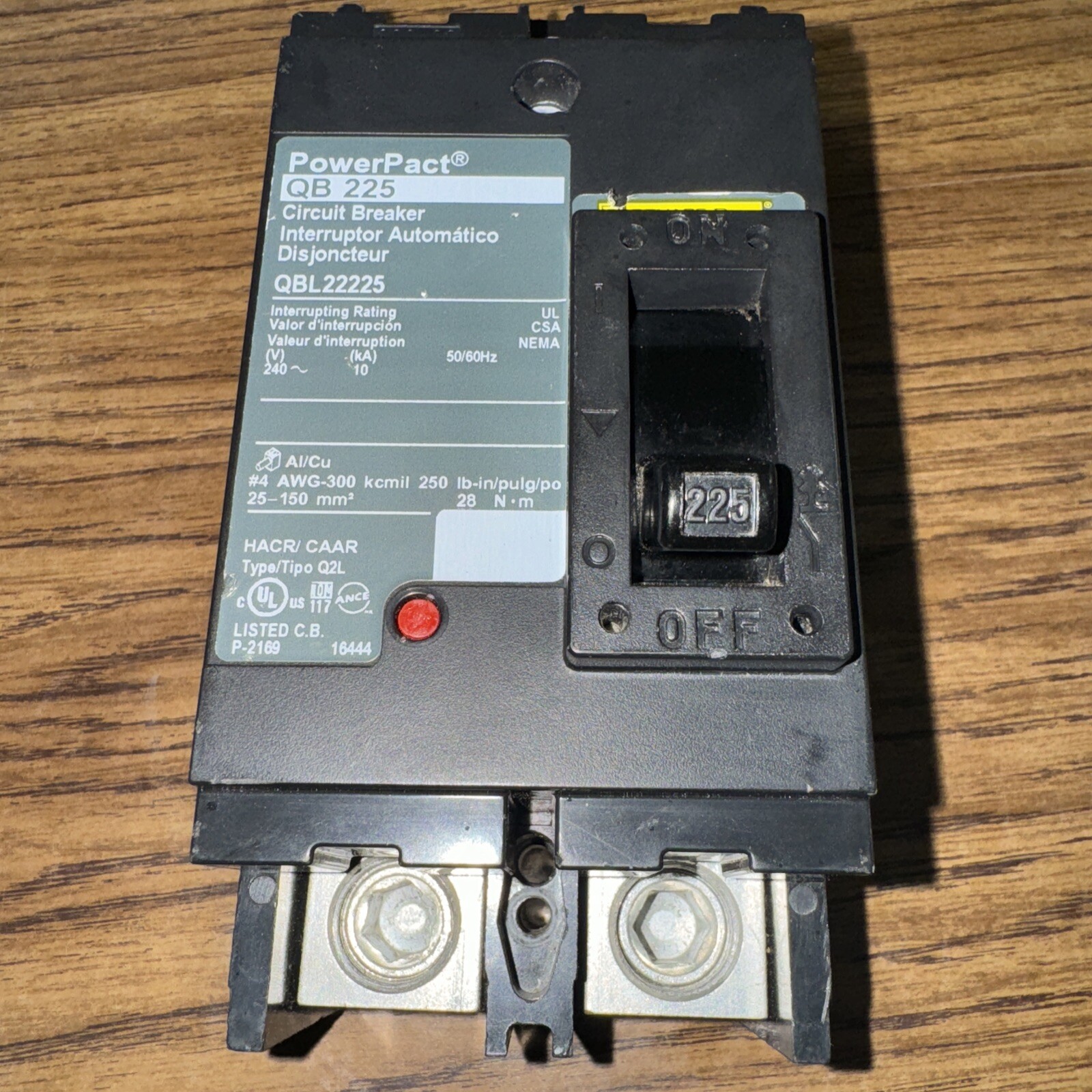 Square D PowerPact QB 225 Circuit Breaker QBL22225