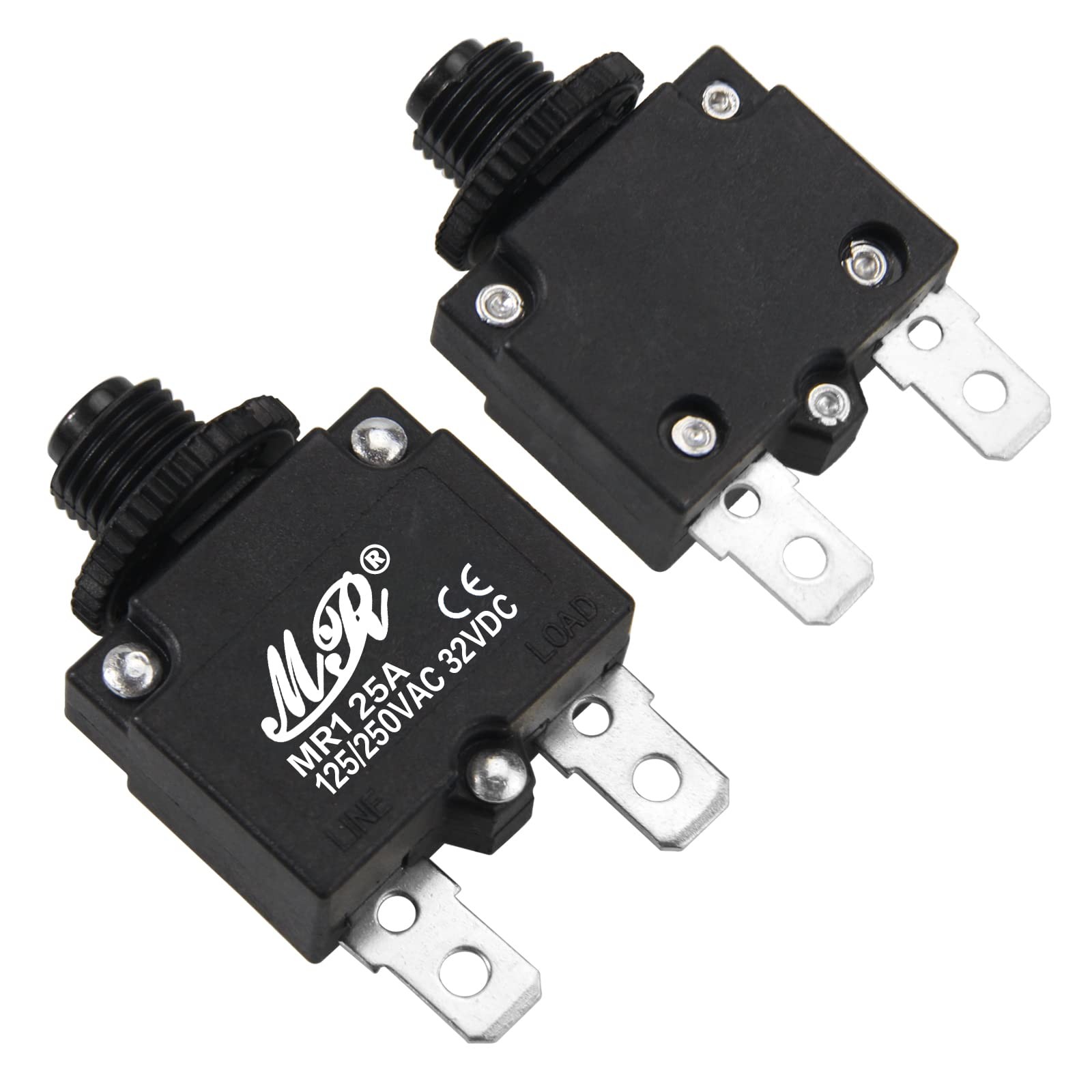 5 Pcs 25A Thermal Overload Protector Push Button Reset Circuit Breaker 32VDC