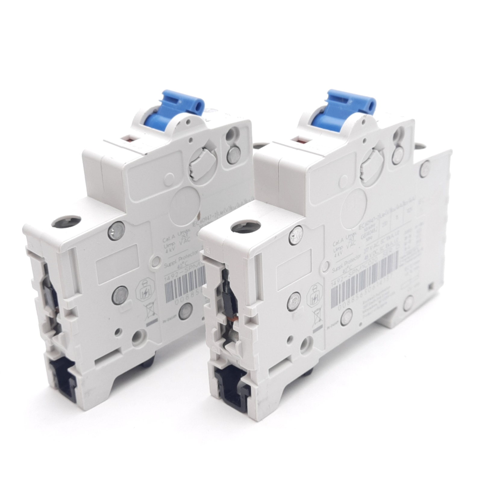 Lot of 2 Allen Bradley 1492-SPM1C020 Circuit Breaker, C-Curve, 2A, 277VAC/48VDC
