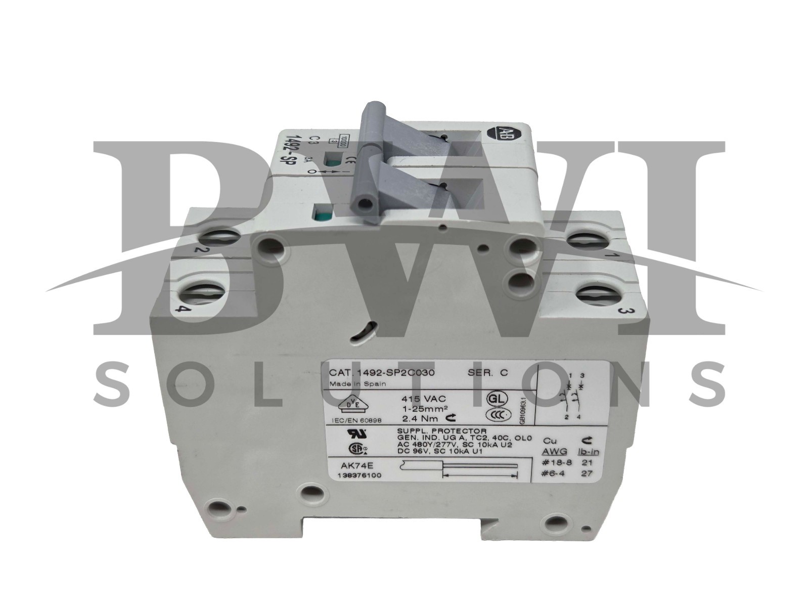 NEW Allen Bradley 1492-SP2C030 /C 3A Circuit Breaker, C, 2P, 415VAC, 1492SP2C030