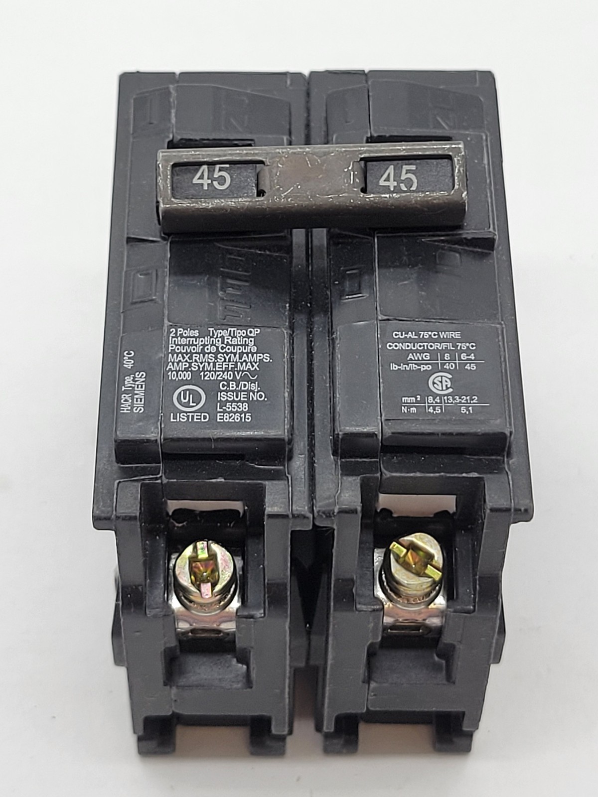 6PC Siemens Q245 Plug-In Circuit Breaker 45A 2P 1PH 120/240V 10KA QP