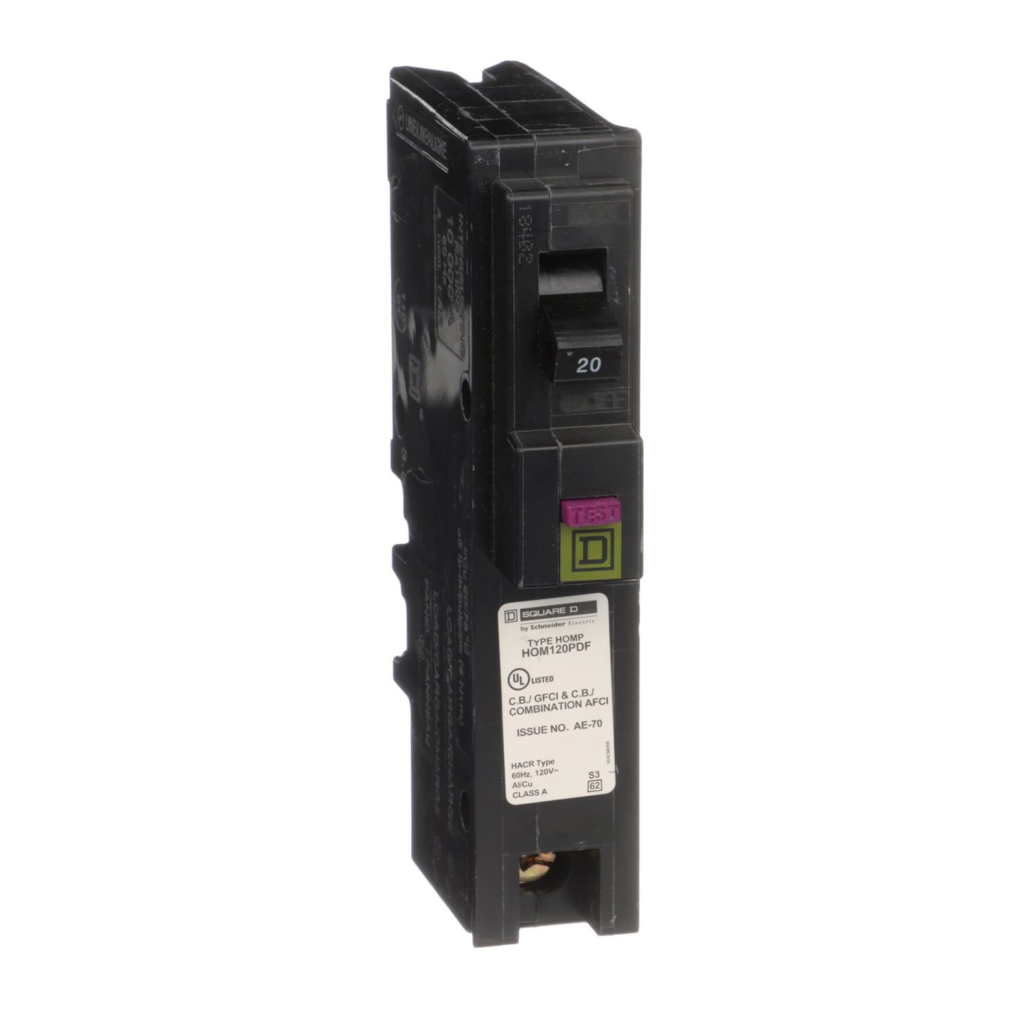 Square D – HOM120PDFC Homeline Plug-On Neutral 20 Amp Single-Pole Dual Function