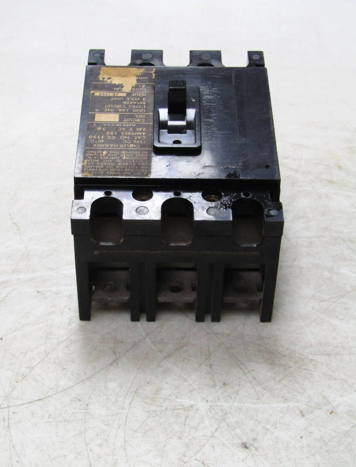 🙌 CUTLER-HAMMER 150 AMP I-LINE CIRCUIT BREAKER 240 VAC 3 POLE CC3150