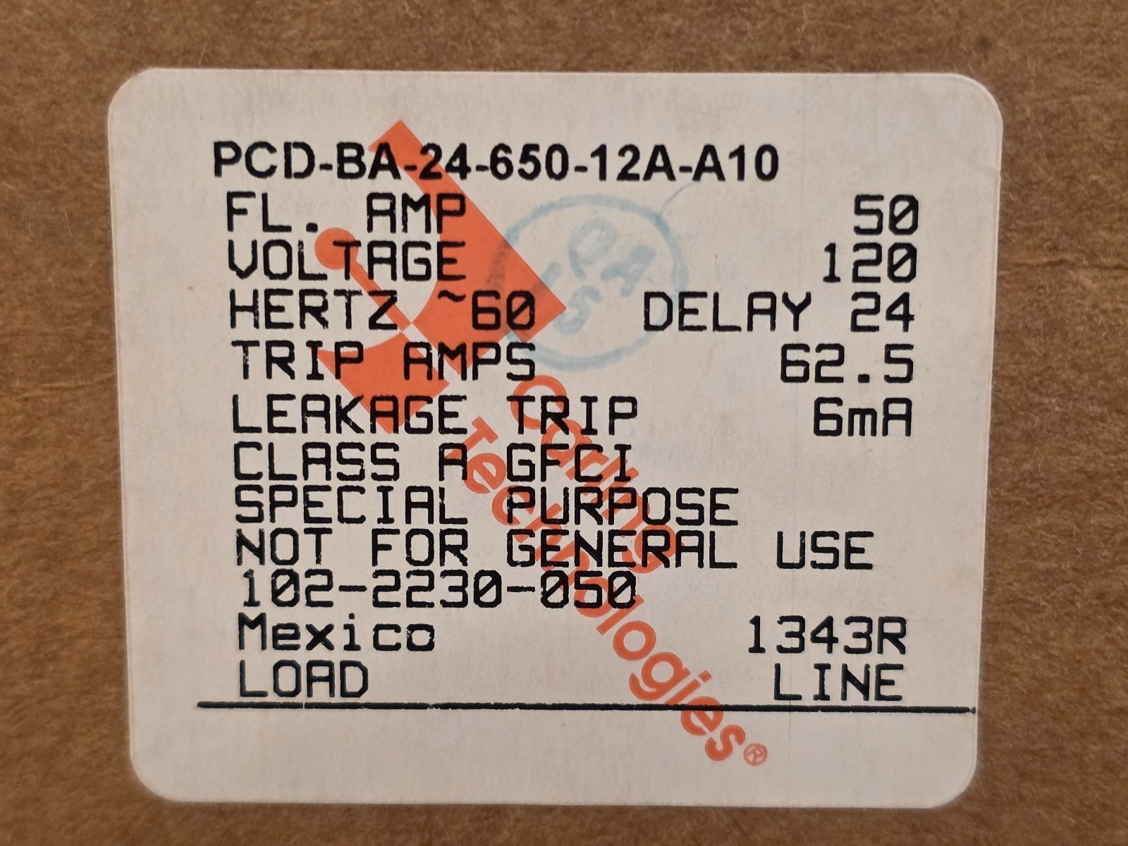 Carling Circuit Breaker PCD-BA-24-650-12A-A10, 50A, Bass 102-2230-050 (NOS)