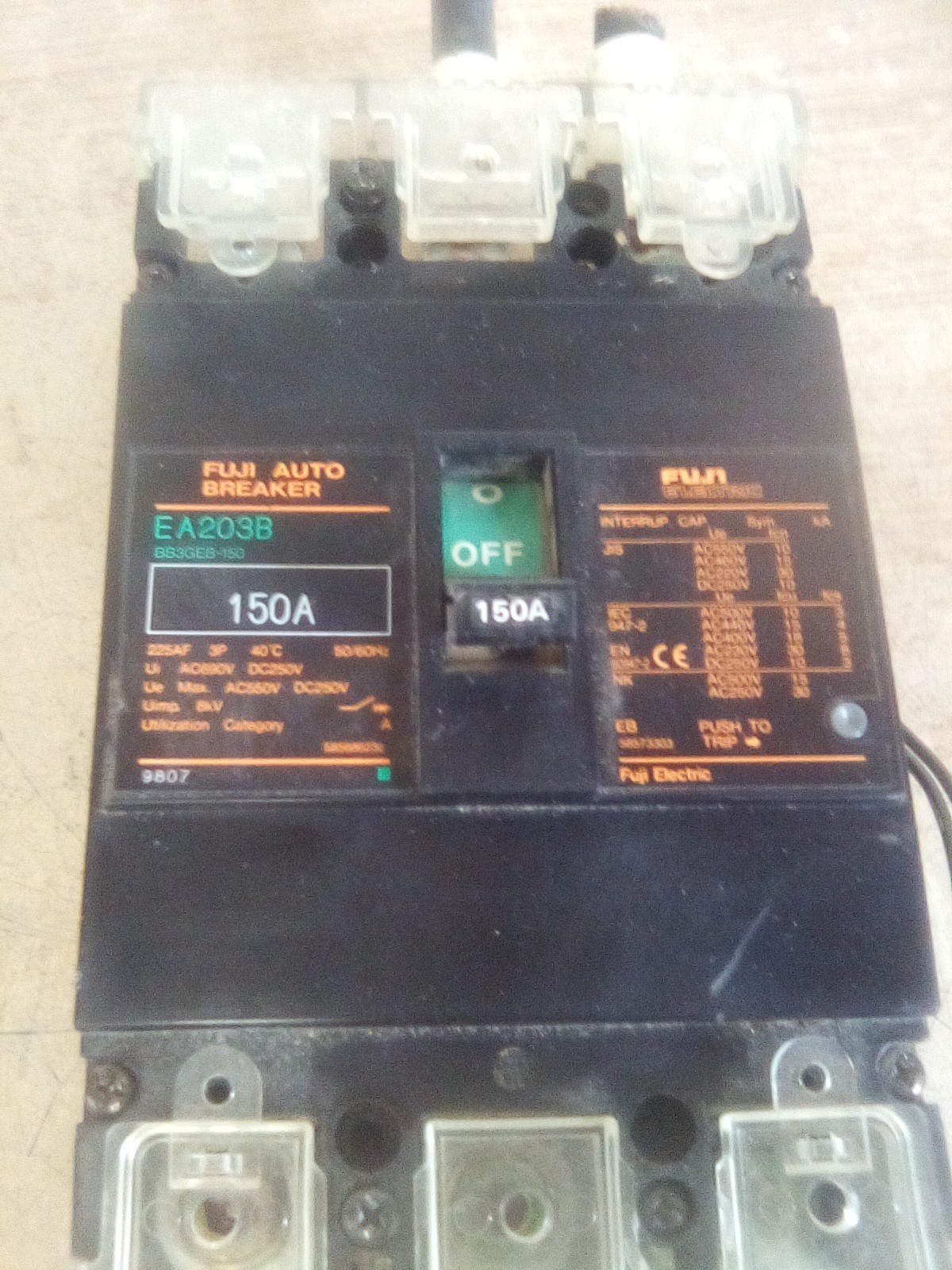 Fuji Auto Breaker 150A 3 Pole EA203B BB3GEB-150 AC690V DC250V