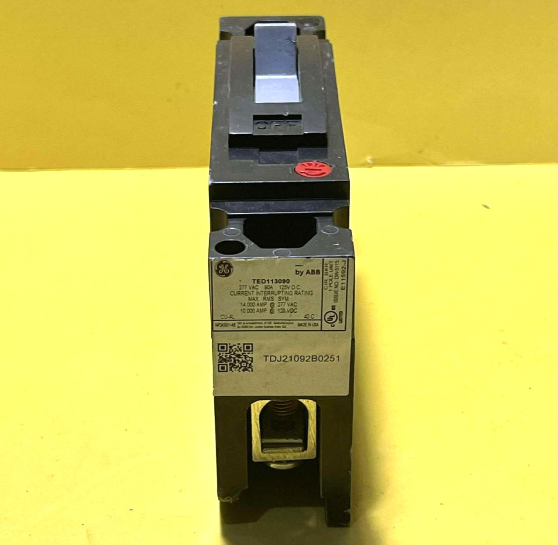 ⚡VIEW PHOTOS⚡GENERAL ELECTRIC GE TED113090 277VAC/125VDC 90A 1-P CIRCUIT BREAKER