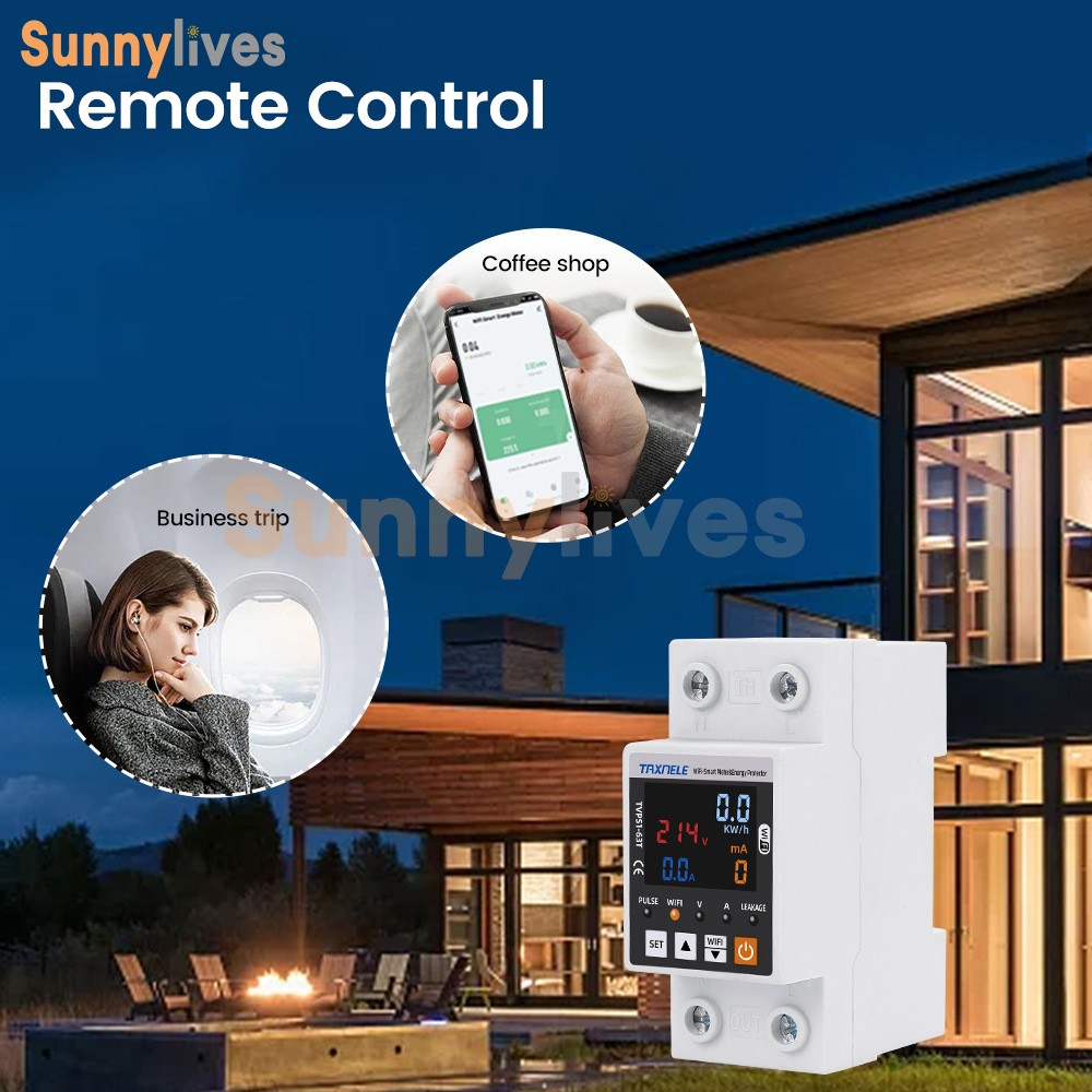 AC85~300V 63A Tuya WIFI Intelligent Control Single Phase Power Protector 50/60hz