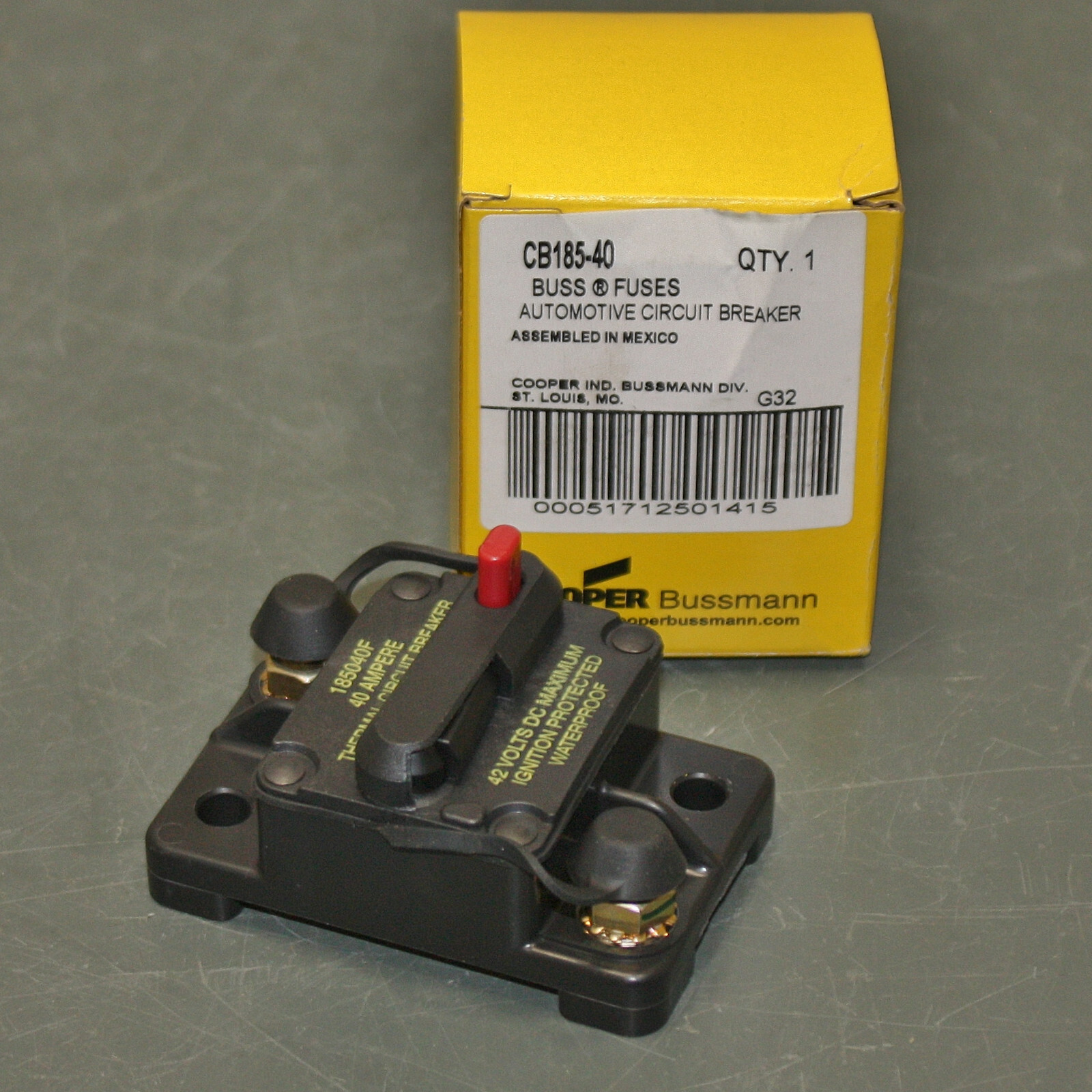 Cooper Bussmann Automotive Circuit Breaker CB18540, 40A 42V DC, Thermal SAEJ1171