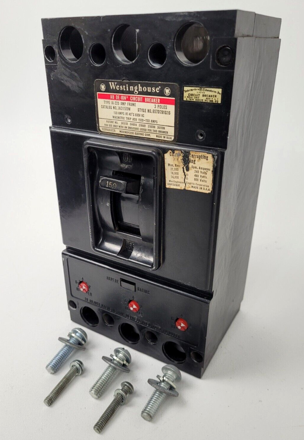 JA3150W Westinghouse 150 Amp 600V Circuit Breaker + Hardware *NEXT DAY OPTION*