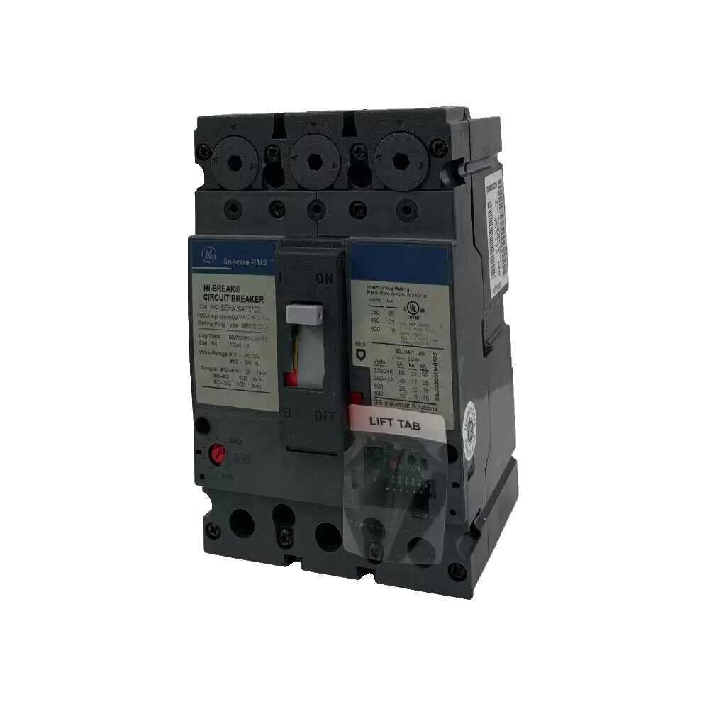 NIB – GE – SEHA36AT0100 – Spectra Rms Molded Case Circuit Breaker, 100A, 600V