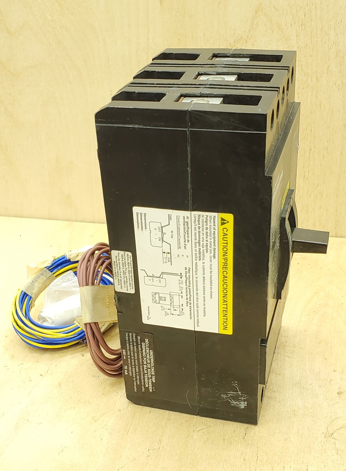 Square D FIL36100 1628 Circuit Breaker w/ Aux Contact & Under Voltage Trip – NEW