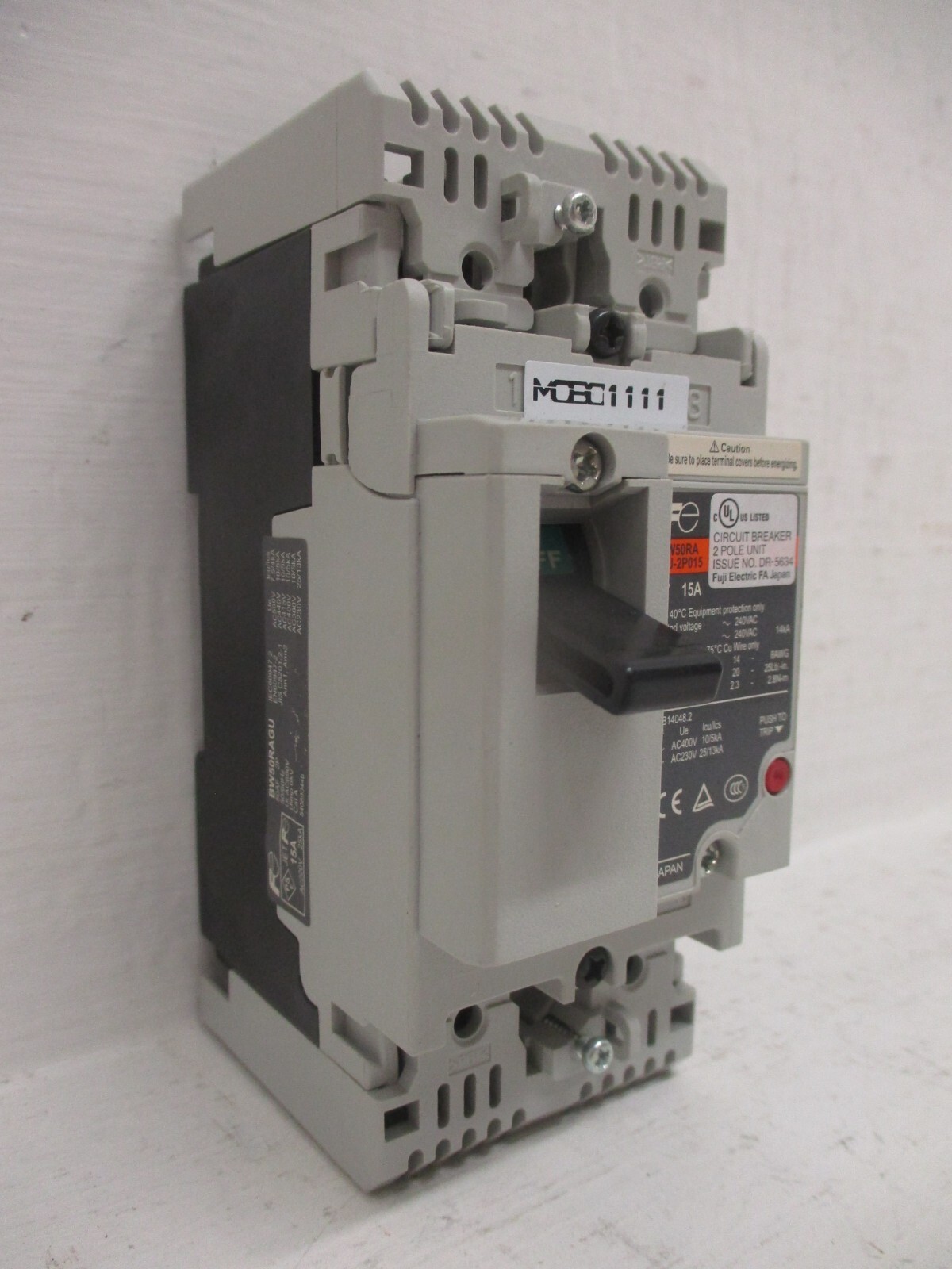 Fuji Electric BW50RAGU-2P015 15 Amp Auto Breaker 2-Pole 15A 690VAC 250VDC BW50RA