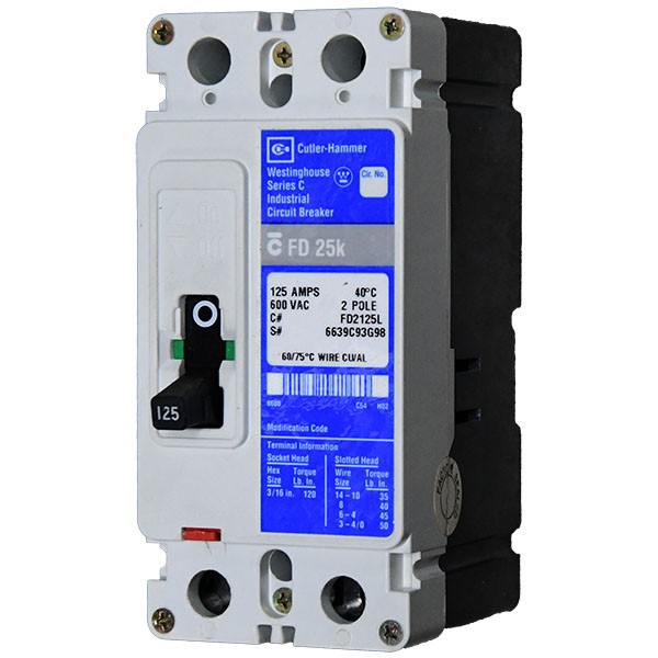 FD2125L Eaton/Cutler Hammer 125A 600V 2P Circuit Breaker -New -SES