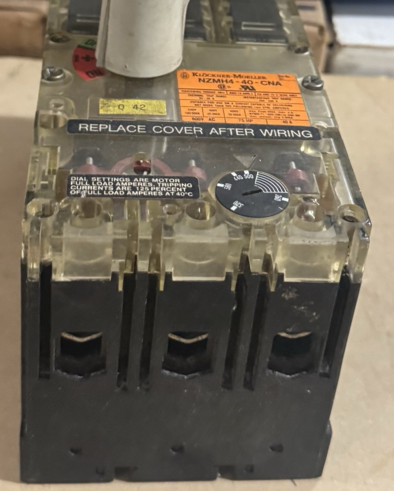 Klöckner-Moeller NZMH4-40-CNA Main Breaker 40A 3-Pole 600V AC Thermal Protection