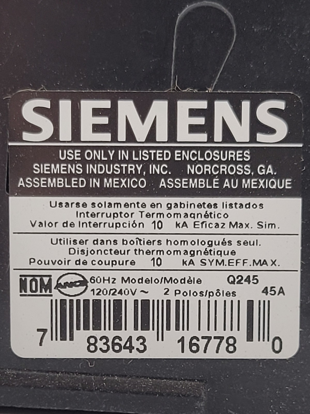 6PC Siemens Q245 Plug-In Circuit Breaker 45A 2P 1PH 120/240V 10KA QP