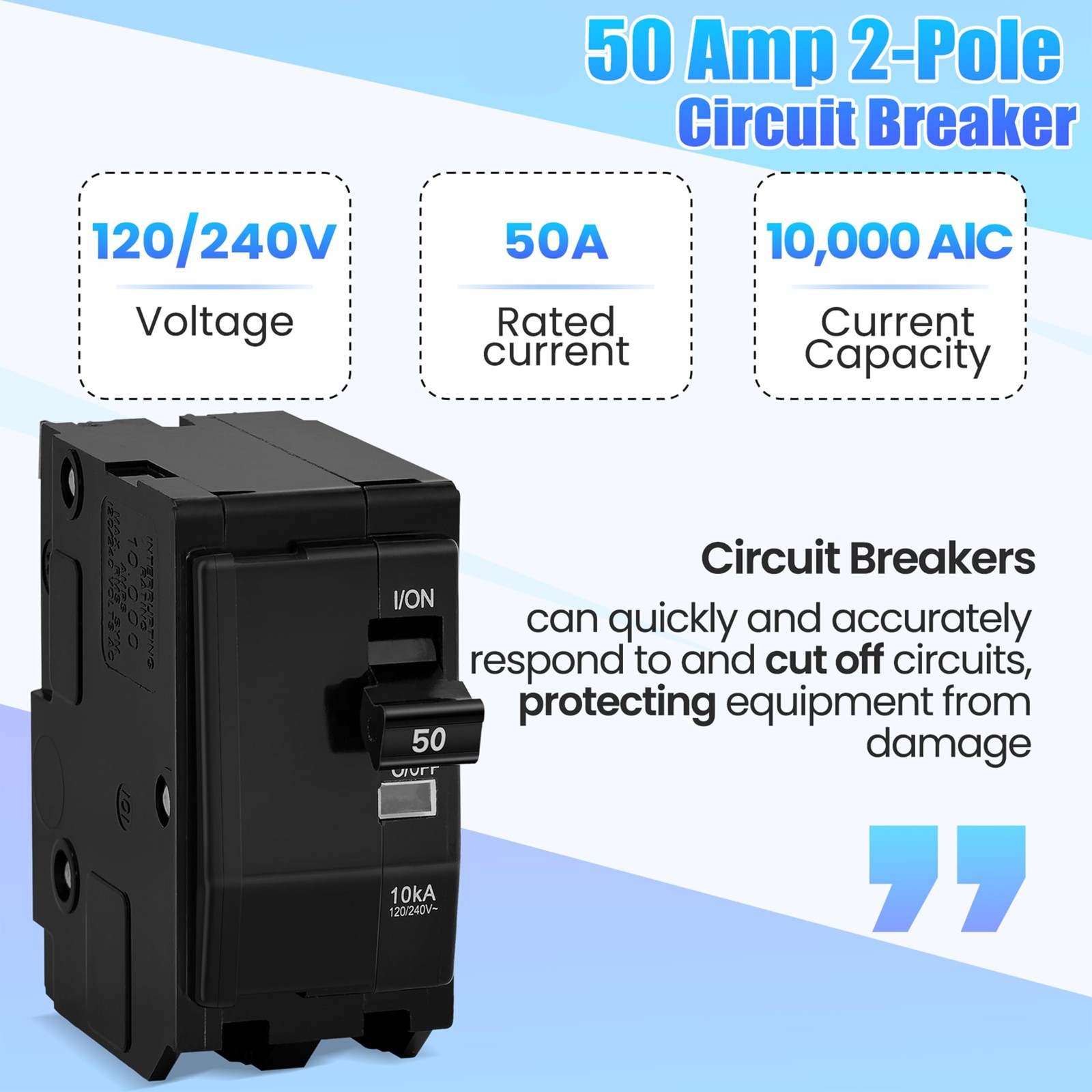 50 Amp 2Pole Circuit Breaker For QO250CP Compatible With SD QO Load Center