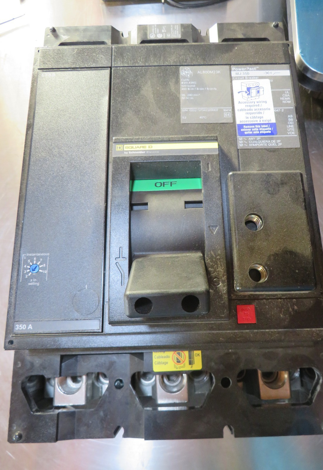 SQUARE D MJ350, 350AMP, 3P, 600V MJL36350ACJK CIRCUIT BREAKER