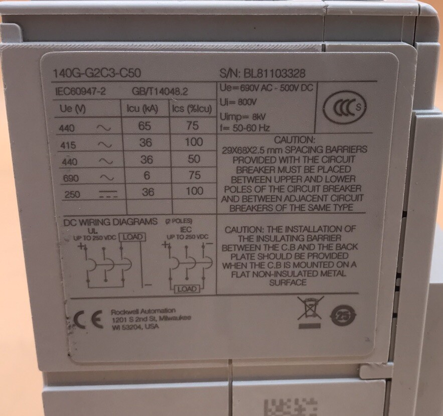 HOUSTON STOCK NEW AB 140G-G2C3-C50 TYPE 140G 50 AMP 600V FREE 2 DAY AIR SHIPPING
