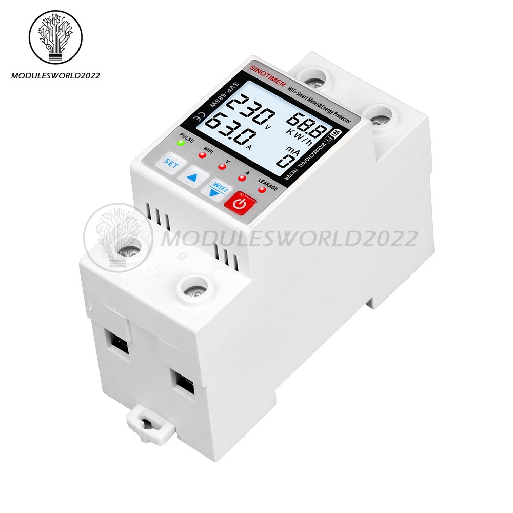 AC220V 63A Tuya Intelligent WIFI Over Voltage Current Protection Power Protector