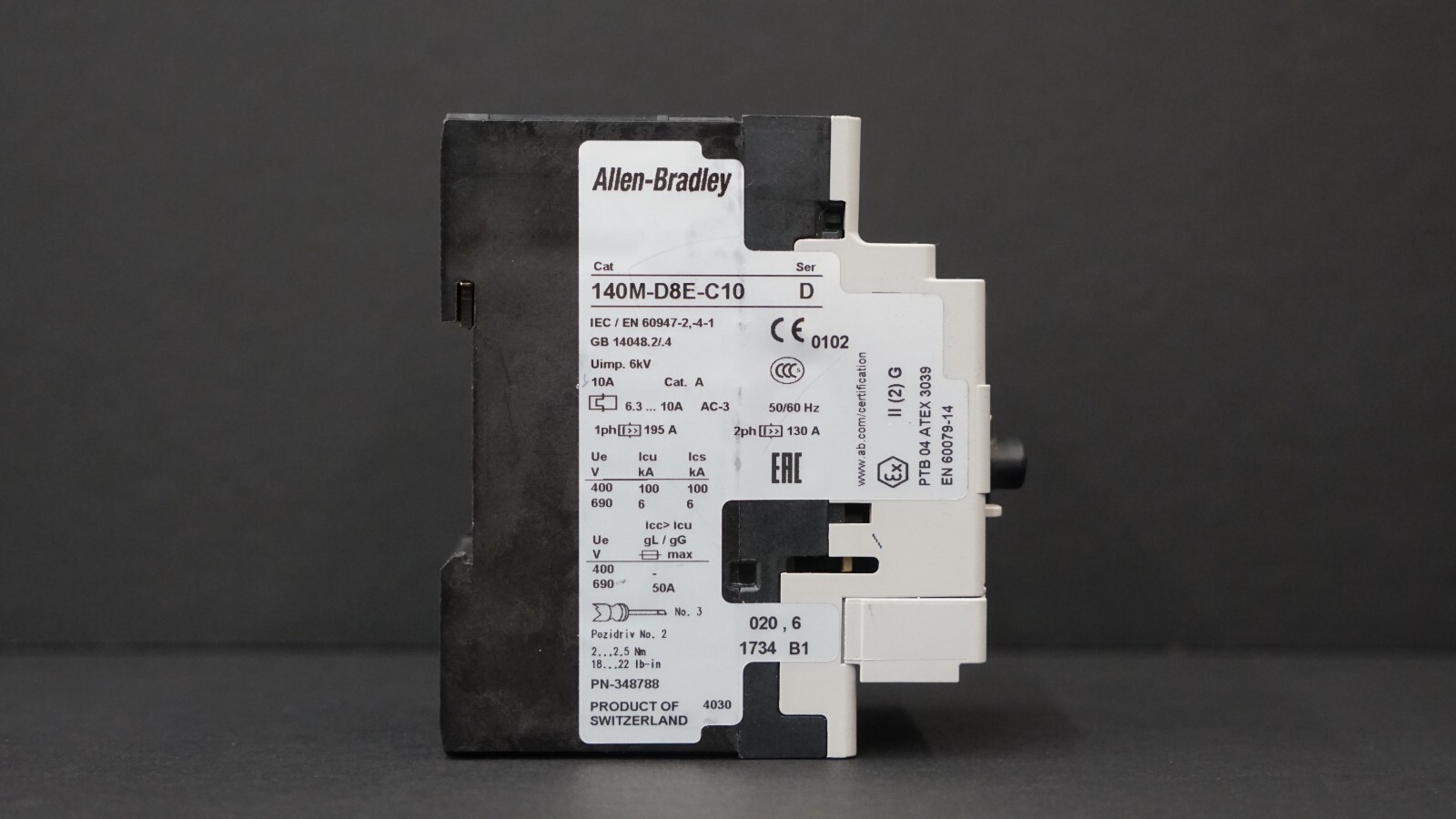 Allen Bradley 140M-D8E-C10 Motor Protection Circuit Breaker, SER D