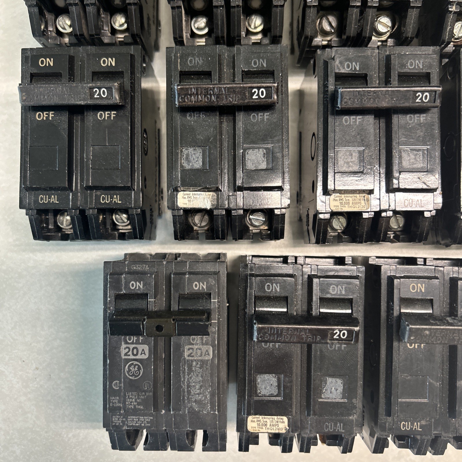 GE 2 Pole 20 Amp THQL2120 CU-AL TQL-AC 40C Circuit Breaker Lot of 15