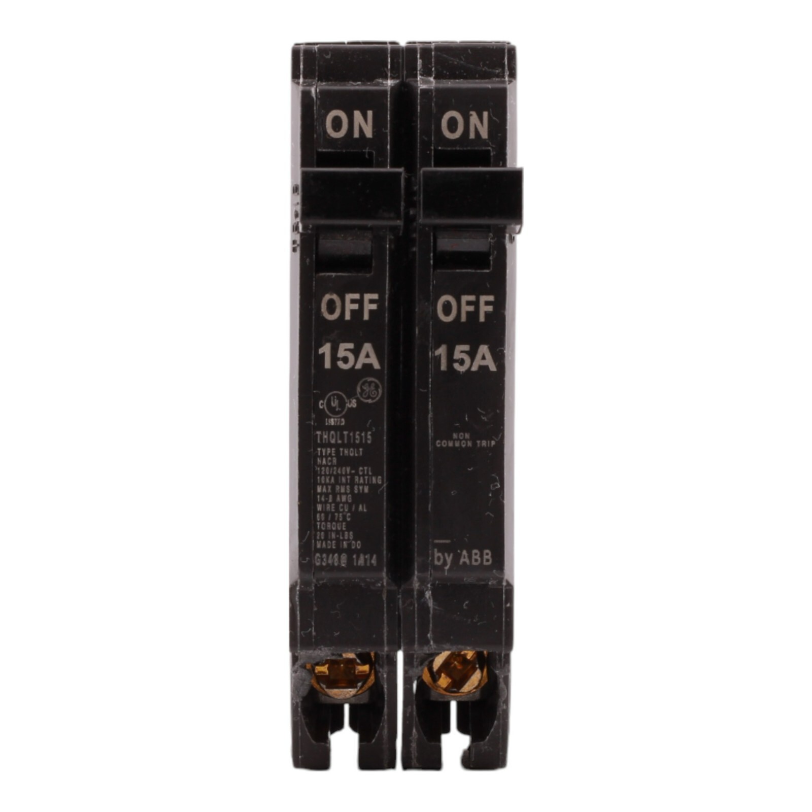 NEW GE THQLT1515 15A/15A 2-1P 120/240V Tandem Plug-In Circuit Breaker
