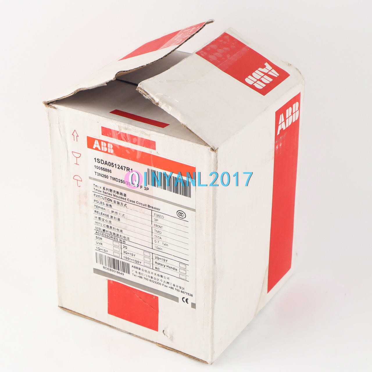 1PCS New ABB TMAX T3N250 TMD250/2500 FF 3P 250A 1SDA051247R1 Circuit Breaker