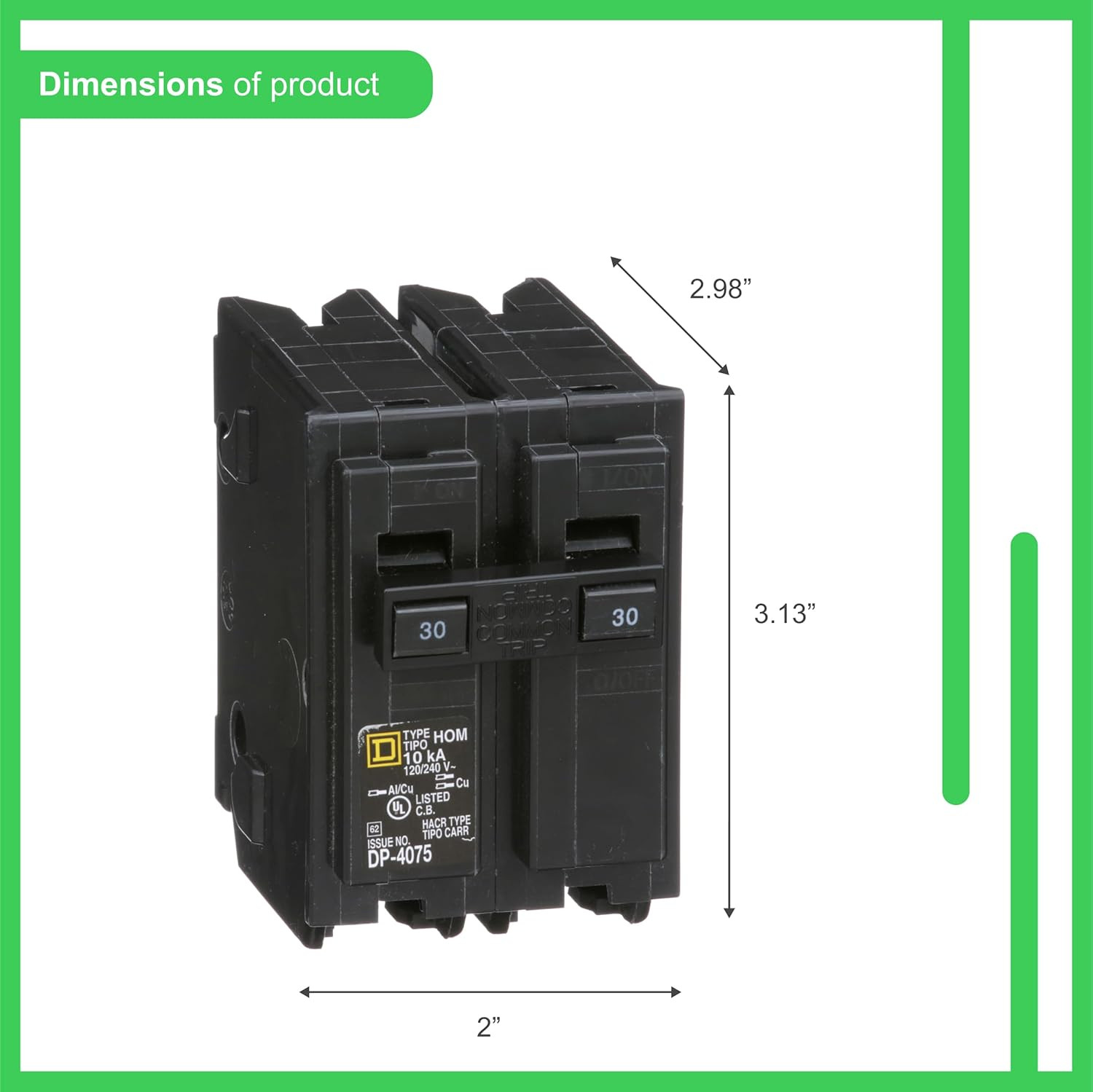 Square D by Schneider Electric Homeline 30 Amp Mini Circuit Breaker, 2 Pole, 120