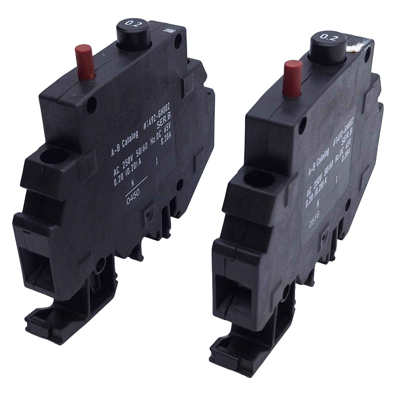 Lot of 2 Allen Bradley 1492-GH002 Miniature Circuit Breaker 1-Pole, 65VDC/250VAC