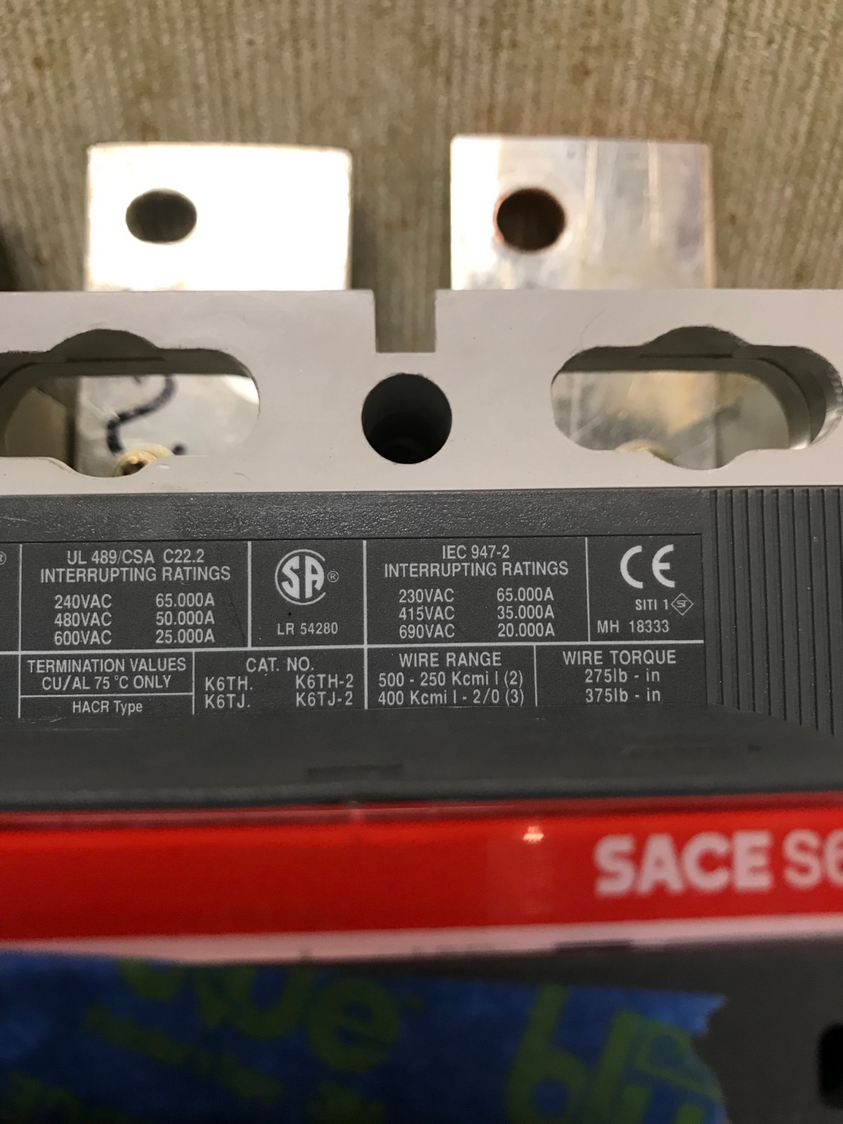 600 Amp ABB Sace S6N Molded Switch Case | 4 Pole
