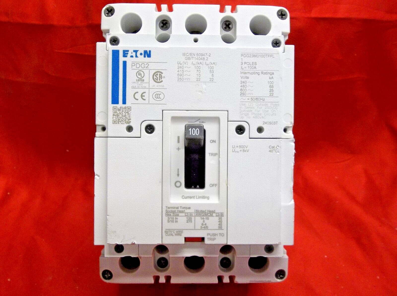 EATON PDG23M0100TFFL circuit breaker 325D3