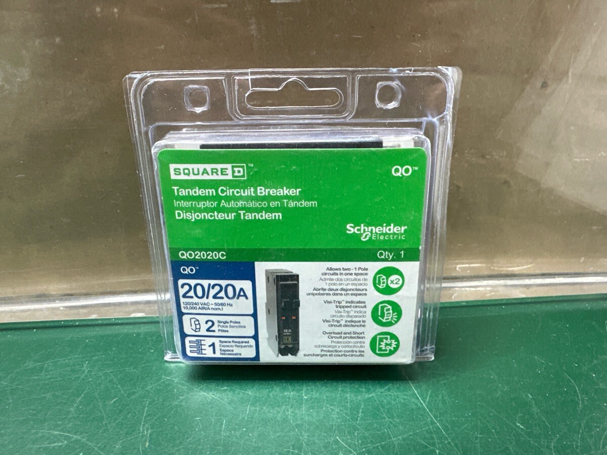 Square D QO2020C 20/20A 2 Single Poles Tandem Circuit Breaker (E10033134)