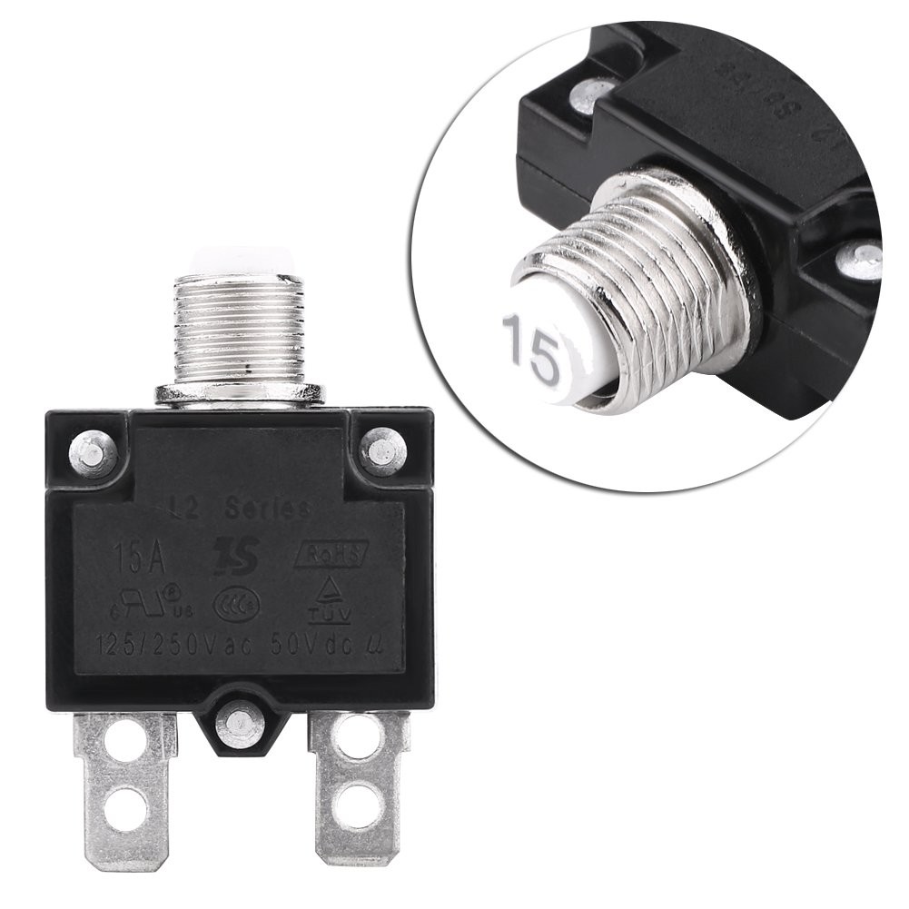15A Reset Thermal Switch L2 Series 125250V AC 50V DC Push Button Manual Reset