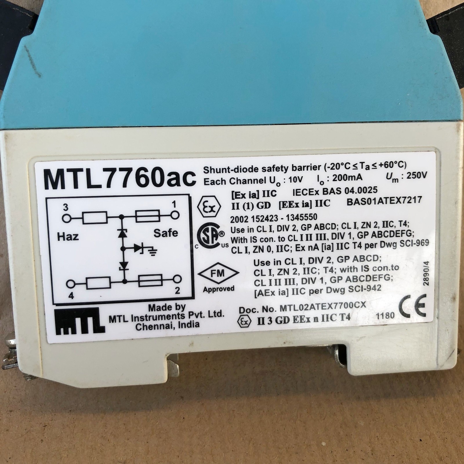 MTL 7760AC SHUNT DIODE SAFETY BARRIER RELAY