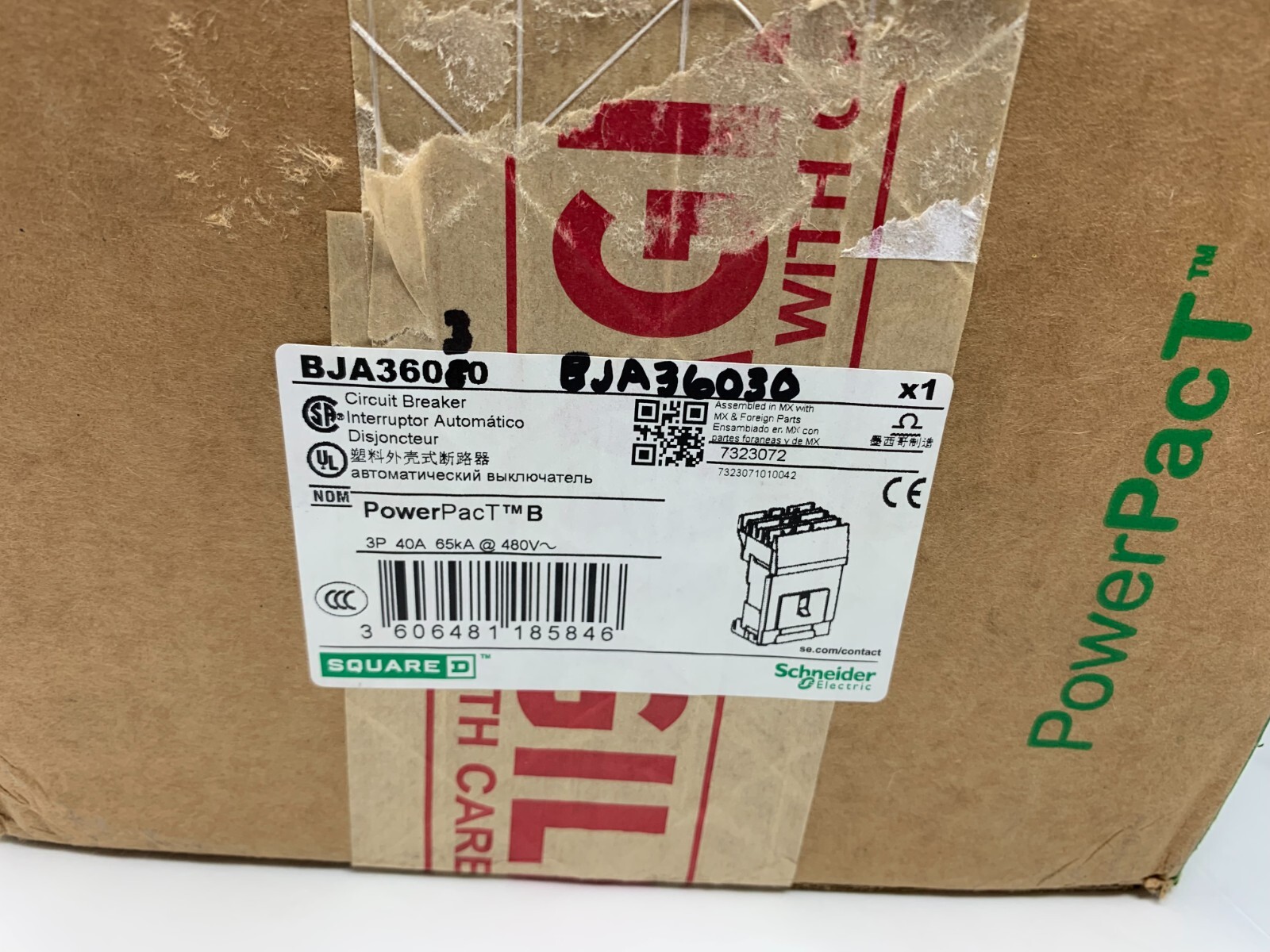 Square D BJA36030 30A PowerPacT I-Line Molded Case Circuit Breaker 600V 3P