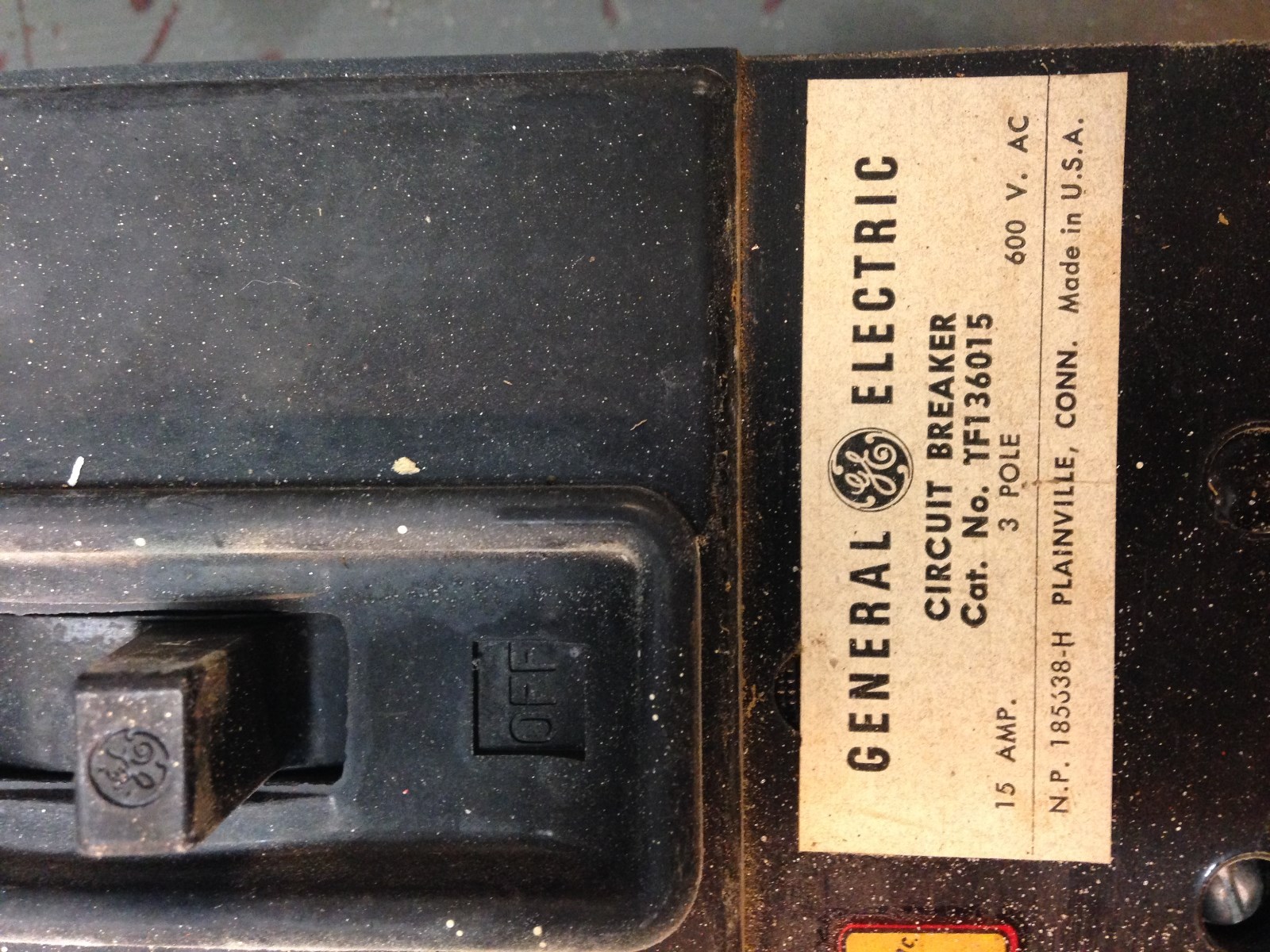 GE CIRCUIT BREAKER TF136015 ~ Used