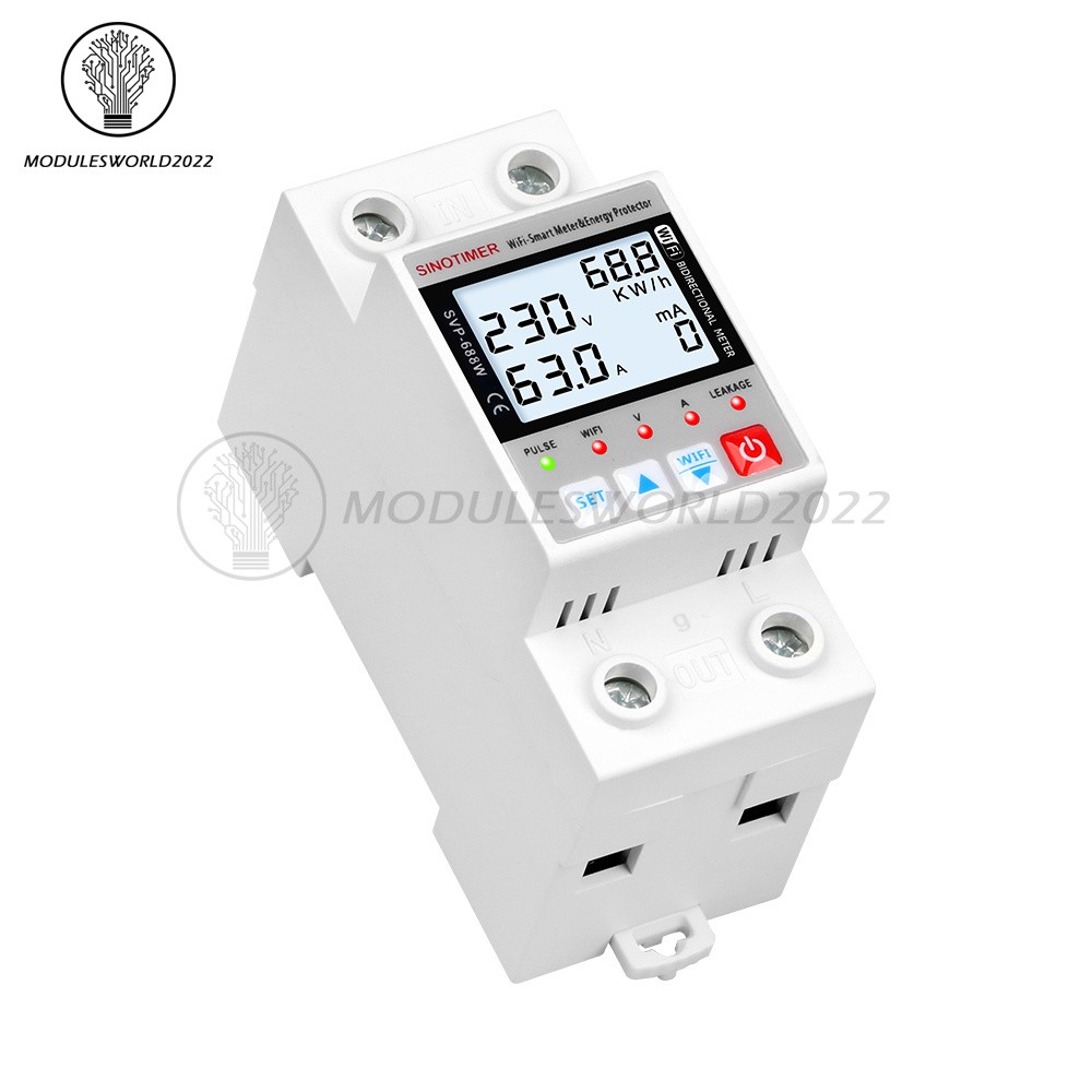 AC220V 63A Tuya Intelligent WIFI Over Voltage Current Protection Power Protector