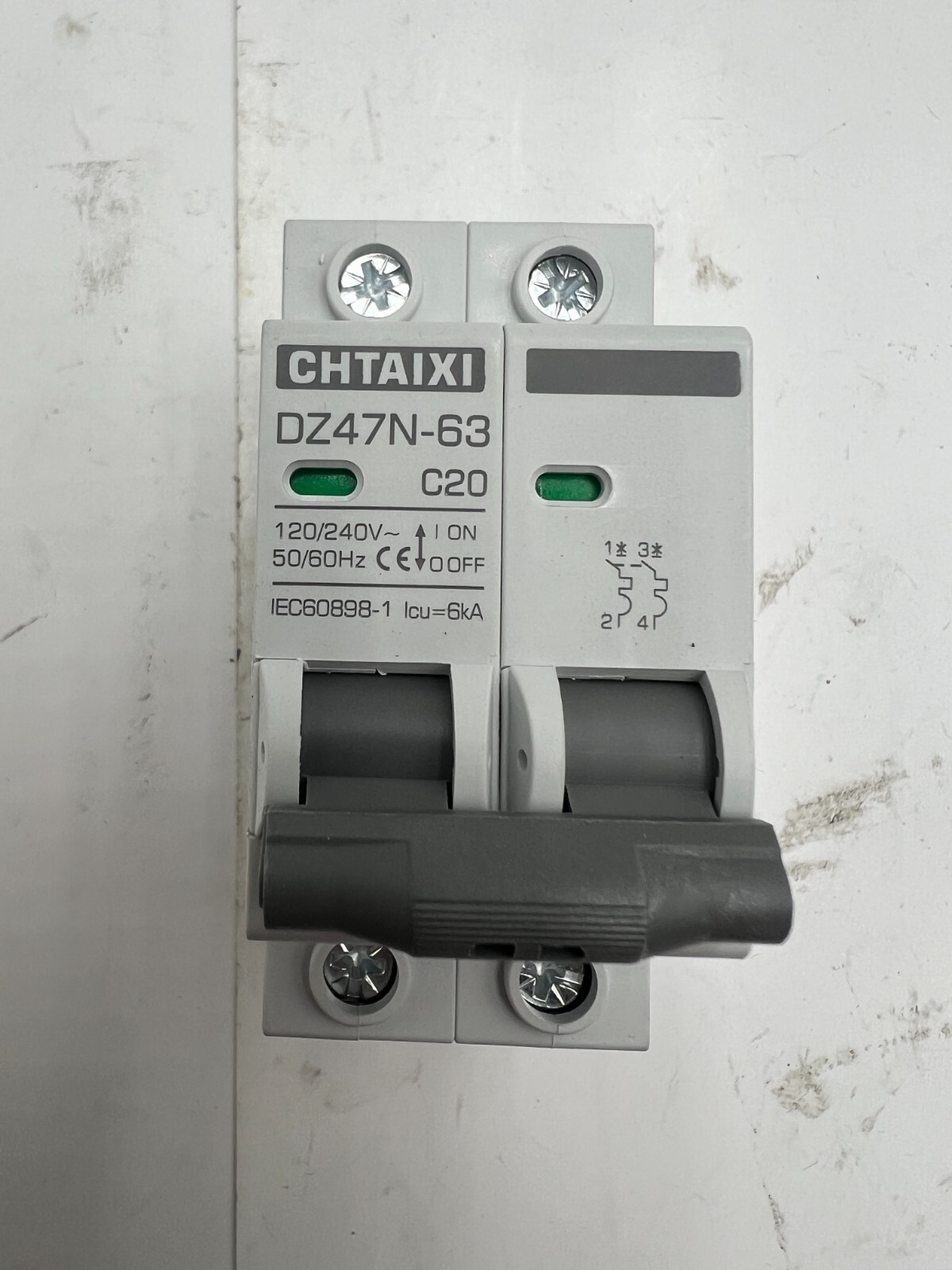 Chtaixi Circuit Breaker DZ47N-63 C20 2 Pole 120/240V 50/60Hz