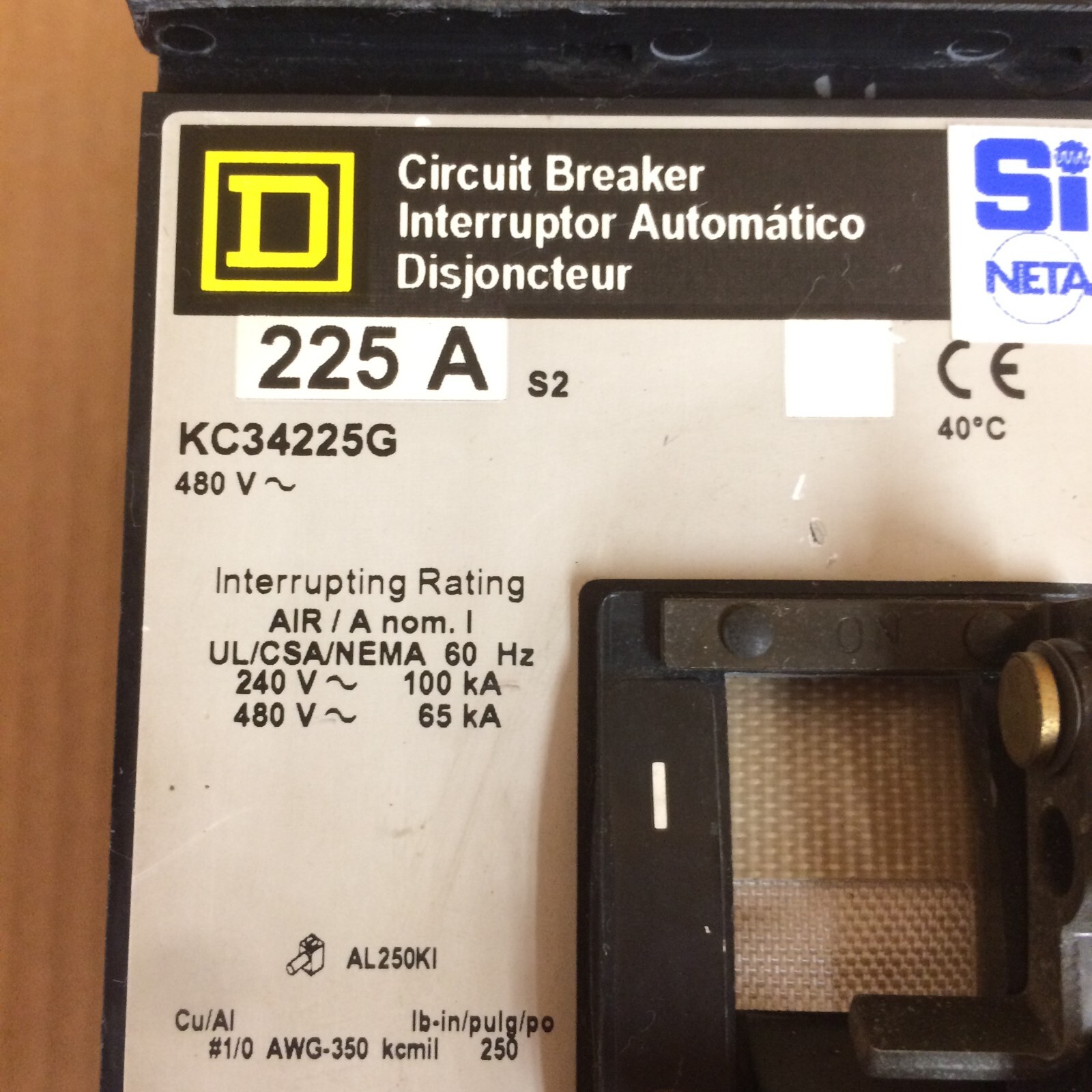 Square D KC34225G I-Limiter Circuit Breaker w/ GFM250KA Ground Fault Module