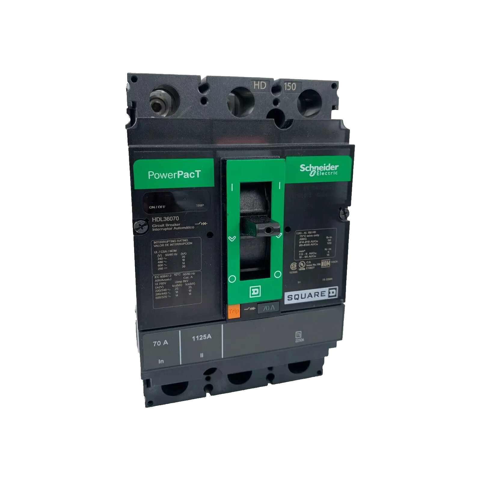 NIB – Square D – HDL36070 – 70A, 3-Pole Circuit Breaker , Thermal-Magnetic Trip